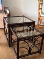 2x Rattan Beistelltische mit Glas – Nur Abholung