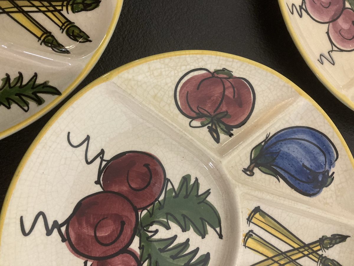 Teller: Gemüse-Keramik-Teller, 5 Stk., Servierteller, Vintage! – Gebraucht aus Winterthur von silen 3