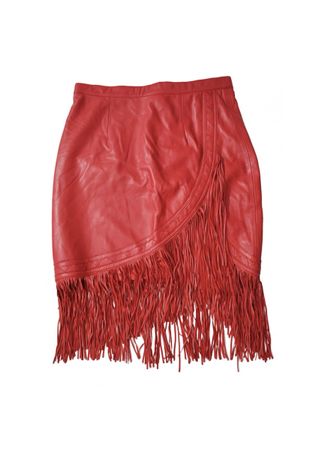 Maje Lederrock Fransenrock rot Gr. 40