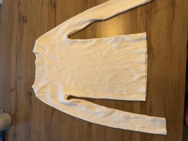 Weisses, geripptes Langarmshirt, Grösse s