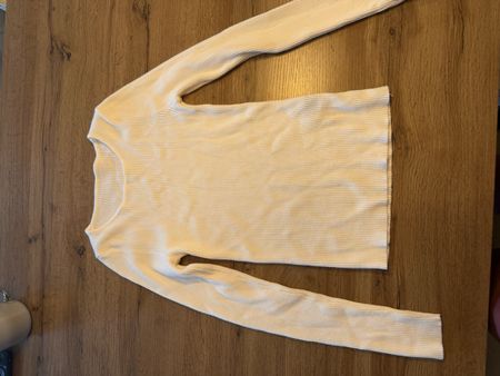 Weisses, geripptes Langarmshirt, Grösse s