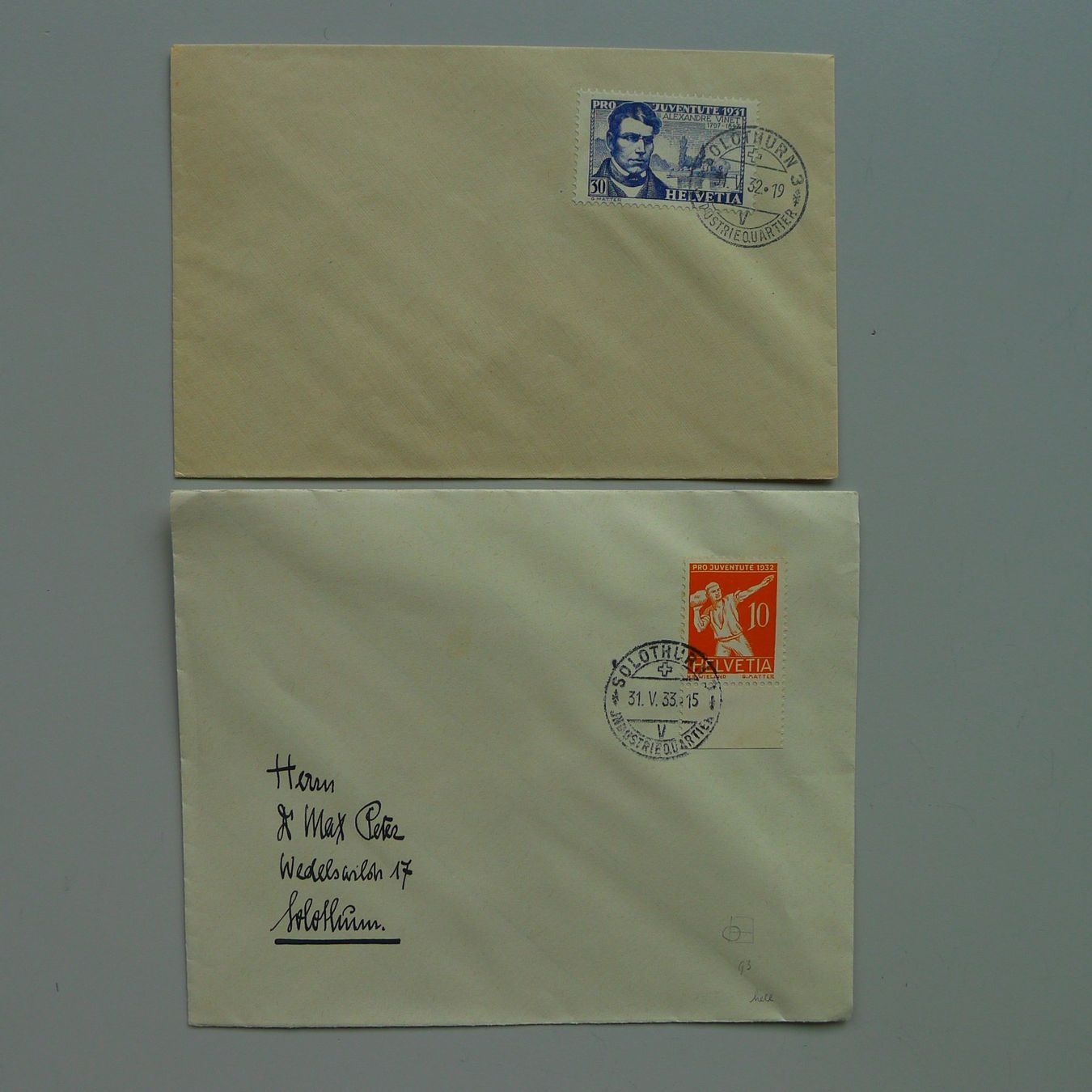 Tous les timbres: 1930-1957, 72 Briefe Pro Juventute mit Abarten v. SOLOTHURN. – D'occasion à Sursee par Luzernerraute 7