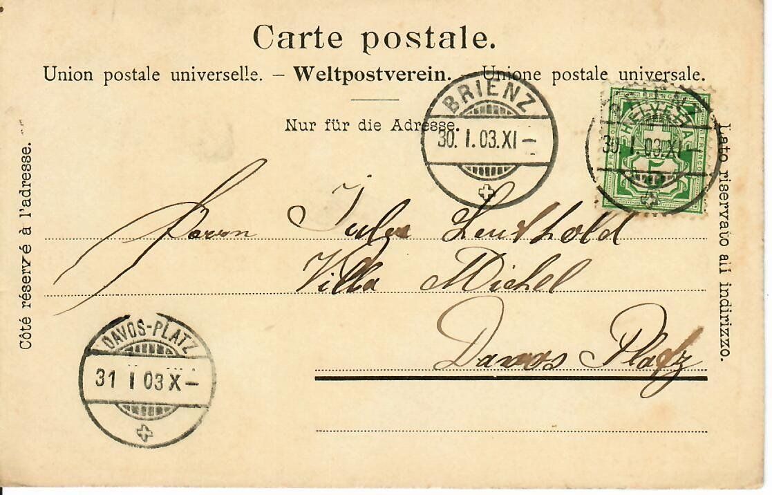 Cartoline postali: Brienz Hauptstrasse 1903 – Usato da Hochdorf venduto da Ziegel-16 1