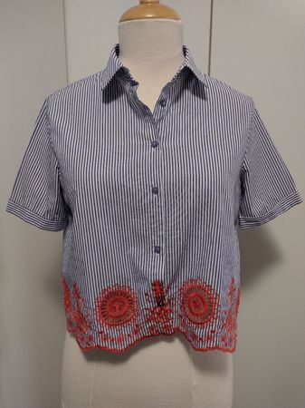 Zara Basic Bluse, Grösse S, gestreift mit Spitze!