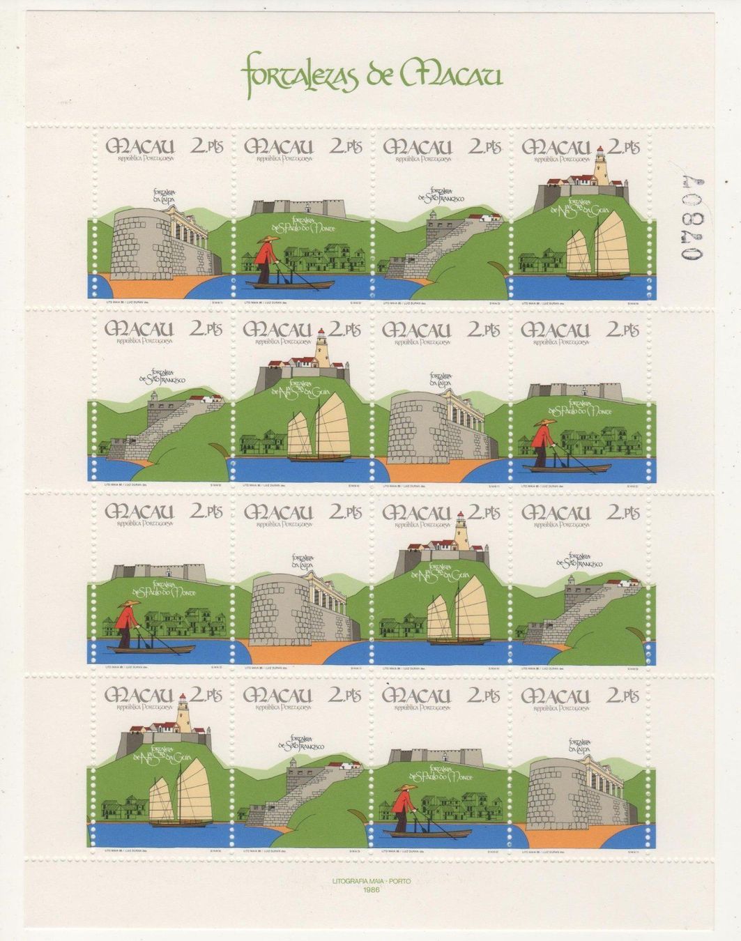 Alle Briefmarken: Macau 1986 Michel Nr. 562-65 ZD-Bogen ** – Neu (gemäss Beschreibung) aus Remetschwil von Hofiii