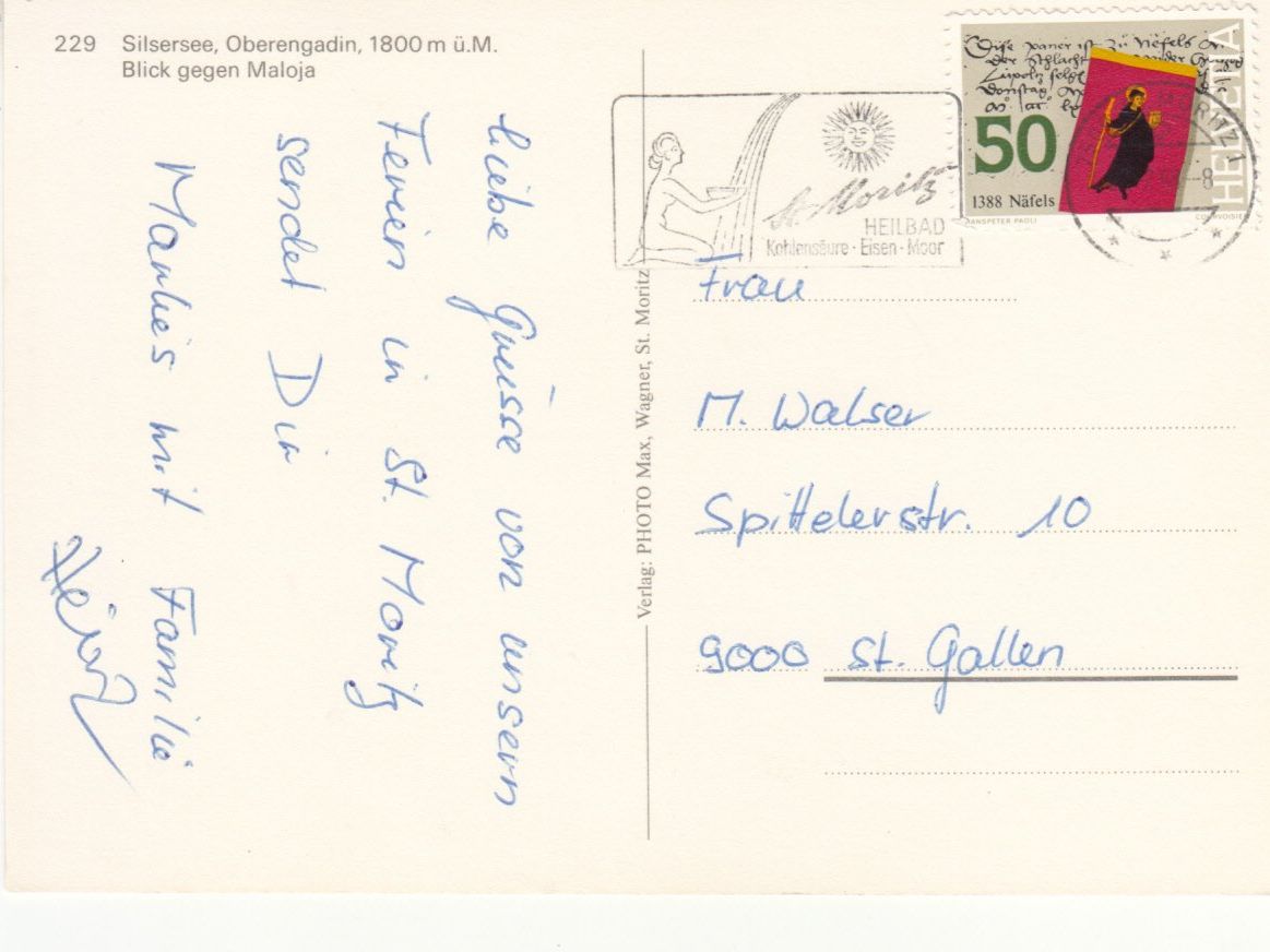 Cartoline postali: Silsersee 1988 – Usato da Bürglen TG venduto da StampGraf 1