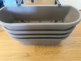 4x ELHO Pflanzkasten / Balkonkasten Grau – ca. 58 × 20 × 18