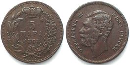 SERBIEN 5 Para 1868, MICHAEL OBRENOVICH III. Kehrprägung vz