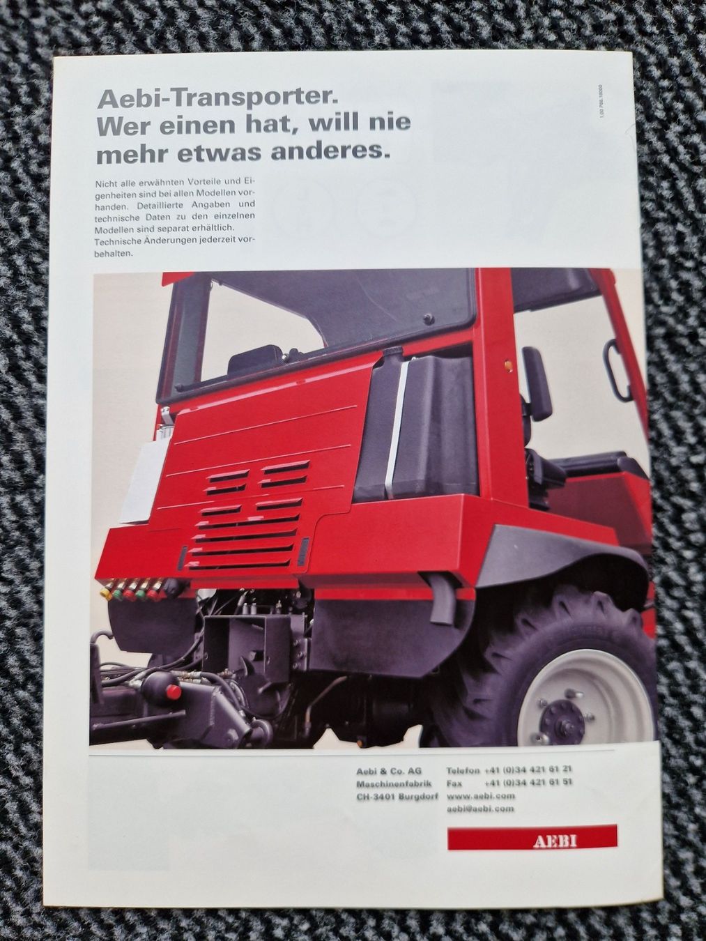 Aebi Trattori: Original Prospekt Aebi Transporter Übersicht – Usato da Dürnten venduto da Bachtel84 6