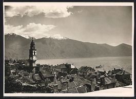 AK Ascona, Panorama mit Turm, 1938