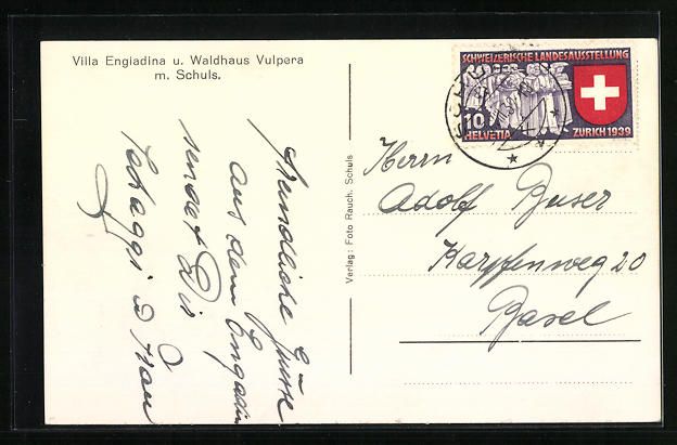 Cartoline postali: Schuls, Gesamtansicht mit Villa Engiadin – Usato da Berlin venduto da bartko-reher 1