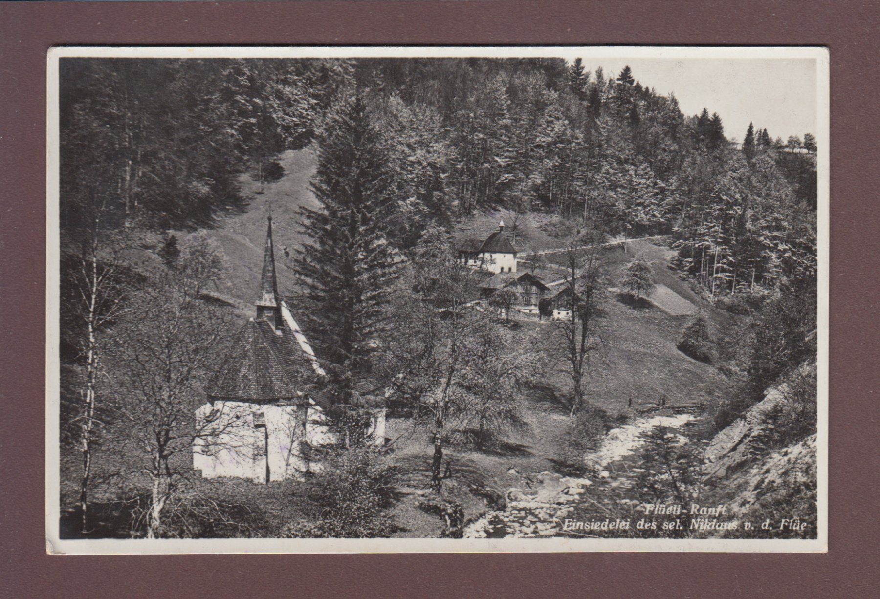 Cartoline postali: FLÜELI-RANFT - Einsiedelei - 1939 – Usato da Pully venduto da nicecards