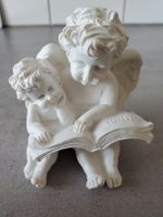 Engel Figur Paar mit Buch Dekoration weiss neu 8x7x6 cm