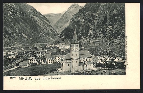 Cartes postales: Göschenen, Ortsansicht mit der Kirche – D'occasion à Berlin par bartko-reher
