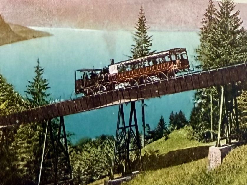 Cartoline postali: Rigibahn - Bahn - Schnurtobelbrücke - 1907 – Usato da Lutry venduto da Ediego 1