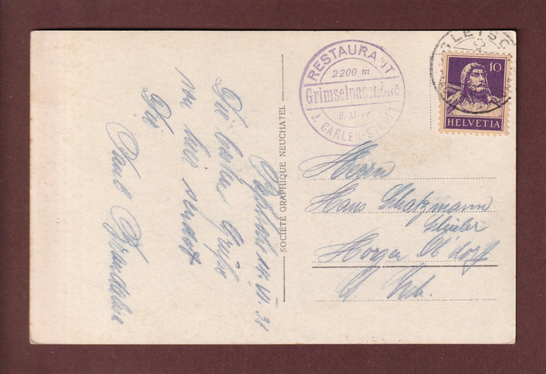 Cartoline postali: GRIMSELPASSHÖHE - Restaurant - Postauto - 1931 – Usato da Pully venduto da nicecards 1