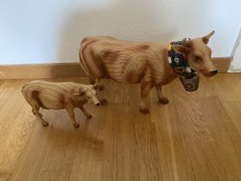 2 Kühe aus Holzoptik (Kunststoff)