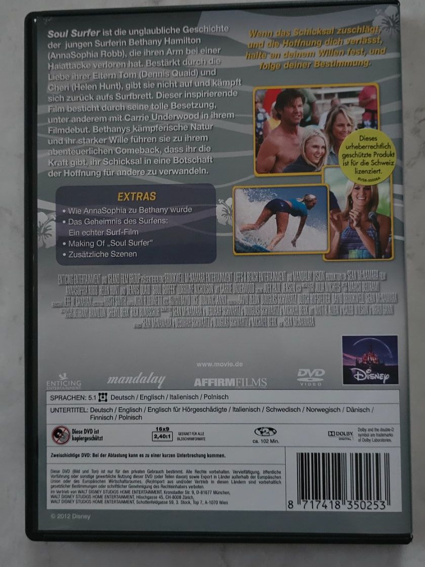Tous les DVDs: SOUL SURFER/ DVD – D'occasion à Geuensee par jes_9xyk 1