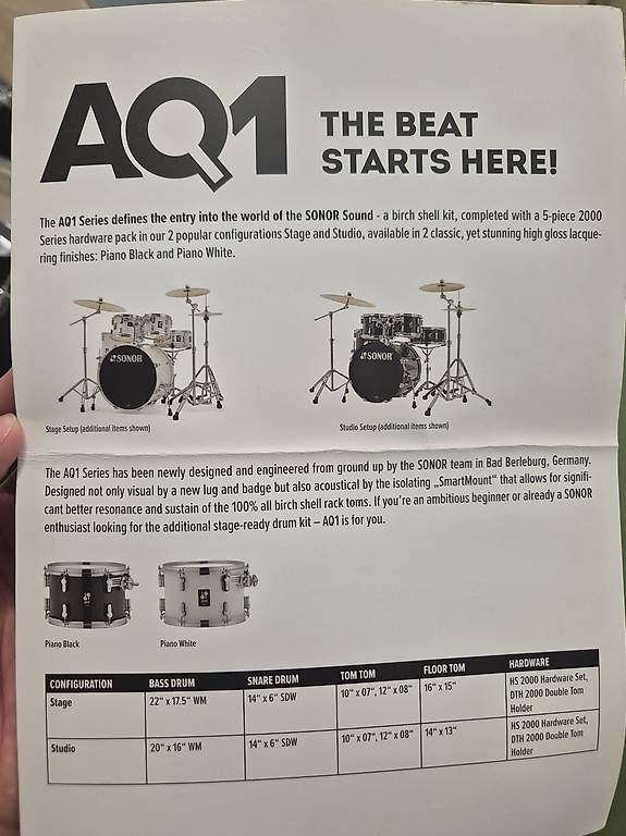 Strumenti musicali: Schlagzeug Set, SONOR AQ1, Studio Konfiguration, schwarz – Usato da Merlischachen venduto da fsc_6szd 2