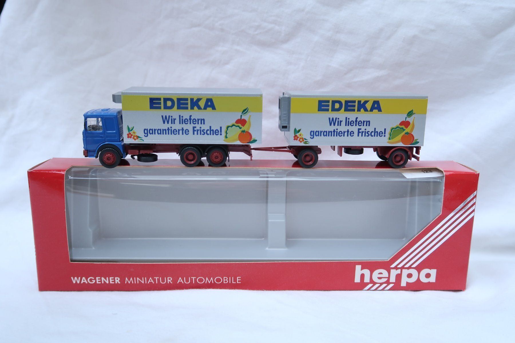 Herpa Modellini d'auto: Herpa MAN F8 Hängezug "EDEKA" – Nuovo (secondo la descrizione) da Muttenz venduto da Laeckerlihamschter