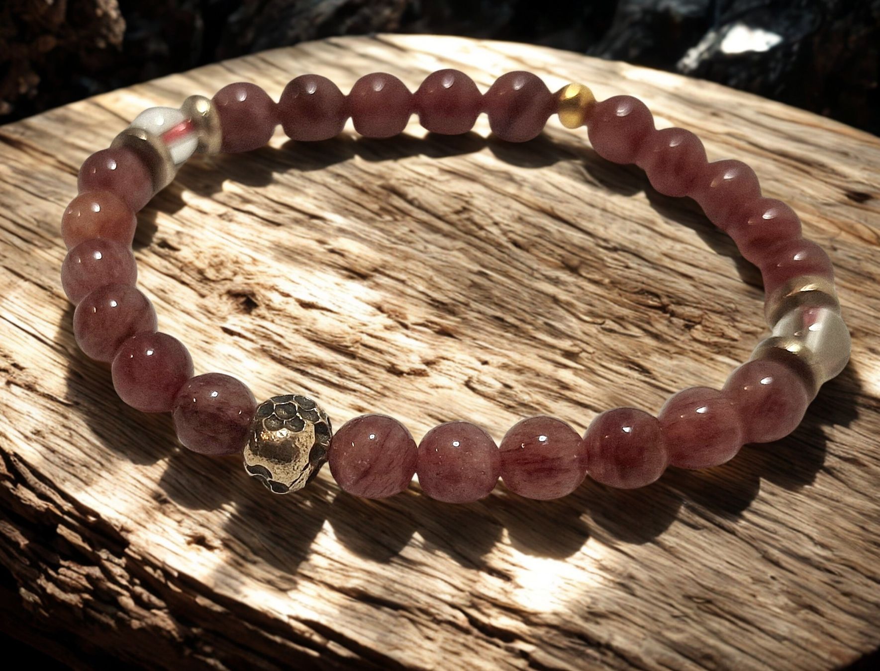 Bracelets: Armband Erdbeerquarz & Bronze. 15cm. – Neuf avec emballage d'origine à Aarau par Schmuckhoehle_MD 2