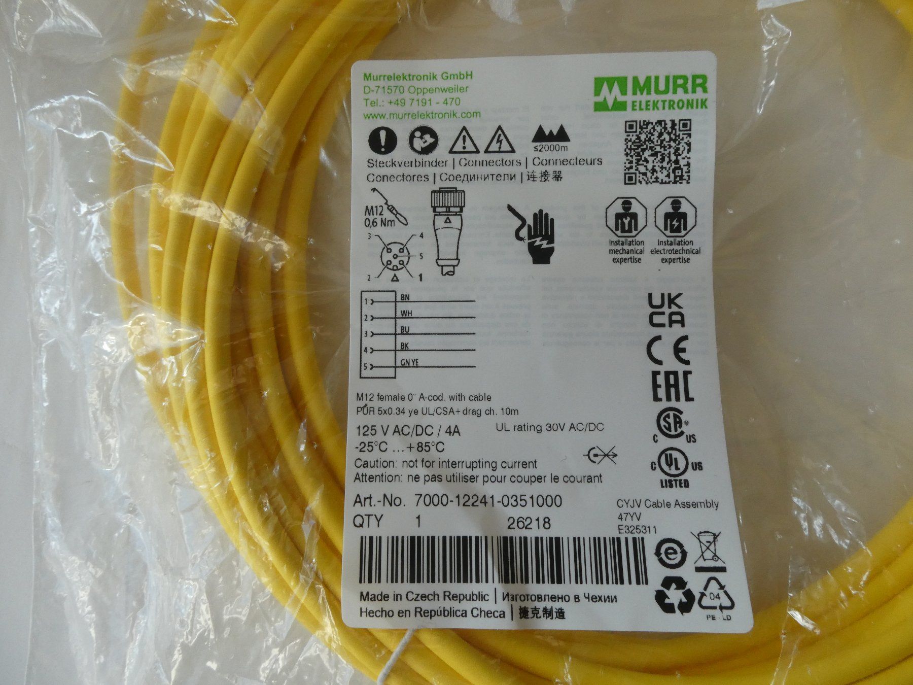 Componenti elettronici: Murr Steckverbinder 5Pol. 10m – Nuovo e nell'imballaggio originale da Fulenbach venduto da Hach0 1