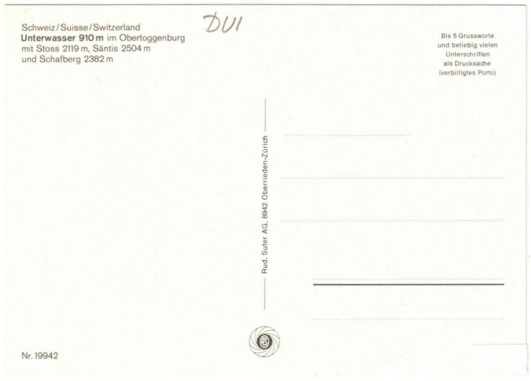 Cartoline postali: Unterwasser - Standseilbahn Iltios – Usato da Binningen venduto da Mountainrider 1
