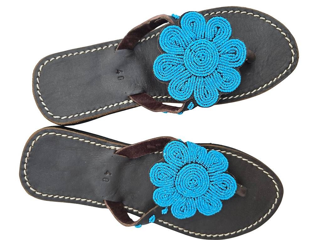 Scarpe da donna: Handgemachte Leder-Sandalen - Türkis 40 – Nuovo e nell'imballaggio originale da Brione s. Minusio venduto da Littleninja