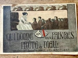 Antike Spenden-Karte Frankreich jüdischer Verein Jugendstil