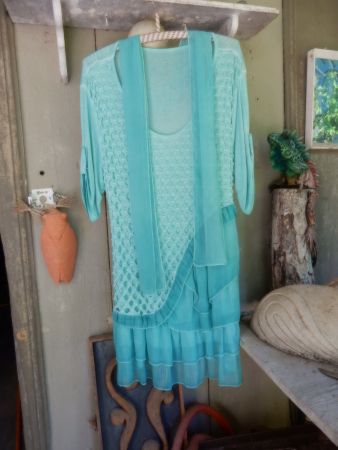 Kleid +Schal/Visk/Elast  * MADE IN ITALY * M/L  FRANCE + neu