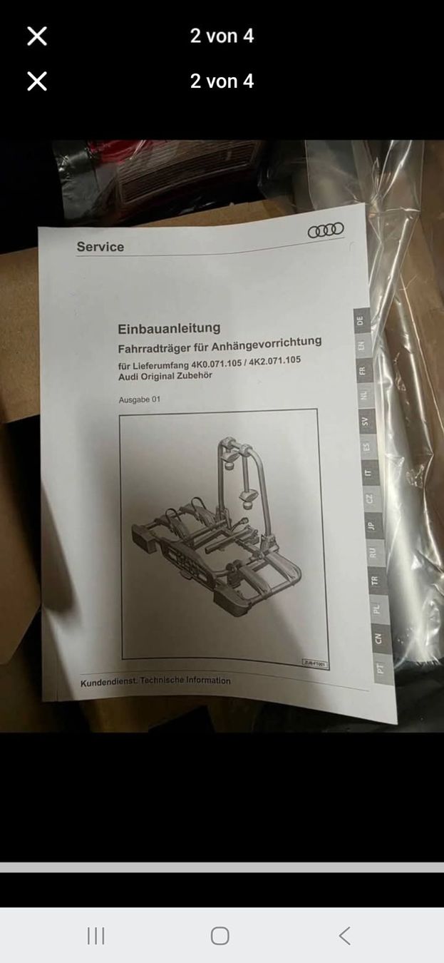 Dachträger: Fahrradträger Audi 4K0071105 2er NEU Originalverpackt – Neu und originalverpackt aus Niederteufen von sandragermann 1