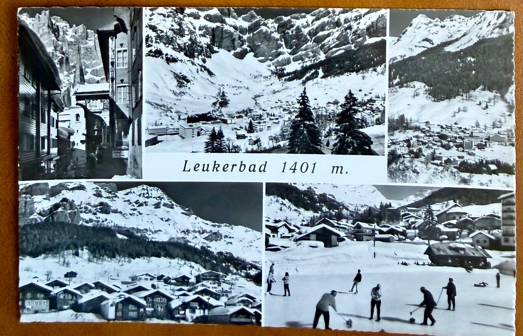 Cartoline postali: Leukerbad - Multivues - Curling 1965 – Usato da Lutry venduto da Ediego