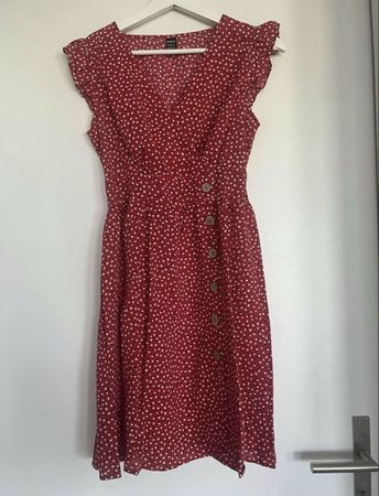 ROTES GEMUSTERTES KLEID UNGETRAGEN GRÖSSE S