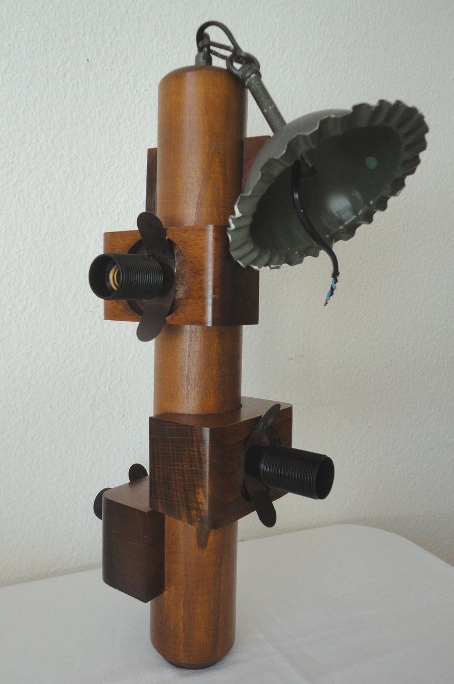 Lampes: Vintage Deckenlampe;Holzstab/4Glaskugeln+Metallbaldachin70er – D'occasion à zürich par parts5060 2