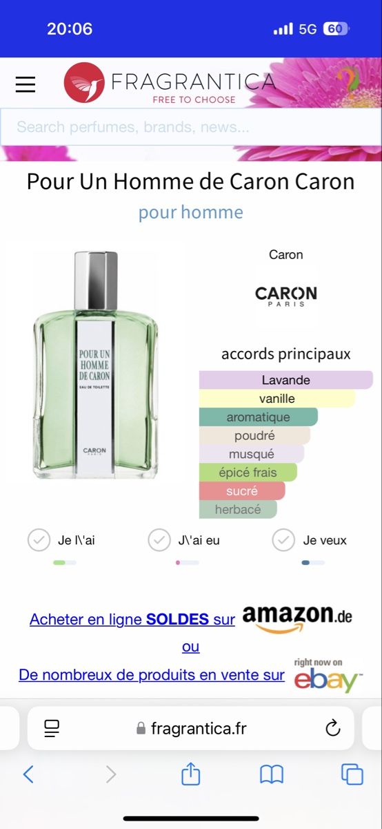 Profumi & Eau de Toilette: Pour un homme - Caron - Decant 5ml – Usato da Onex venduto da Nellavitapero 1
