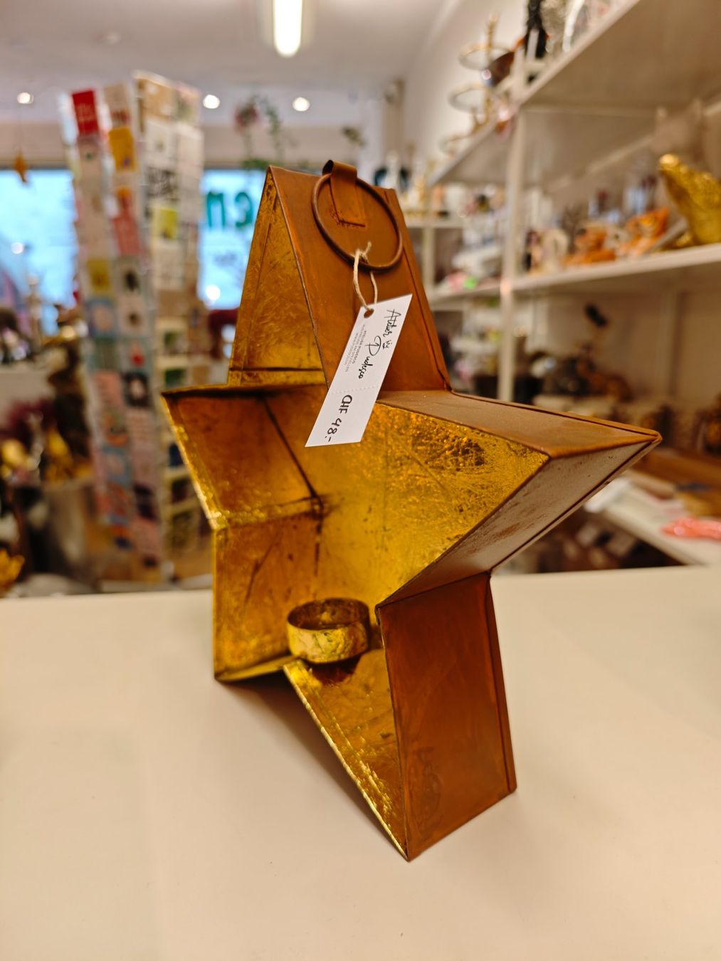 Lanterne: Stern Laterne / Windlicht / Kerzenhalter Gold – Nuovo e nell'imballaggio originale da Schaffhausen venduto da AtelierPudesco 4