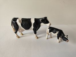Schleich Schwarzbunt Kühe Familie Kuh