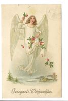 Gesegnete Weihnachten - Engel streut Tannenzweige - 1910