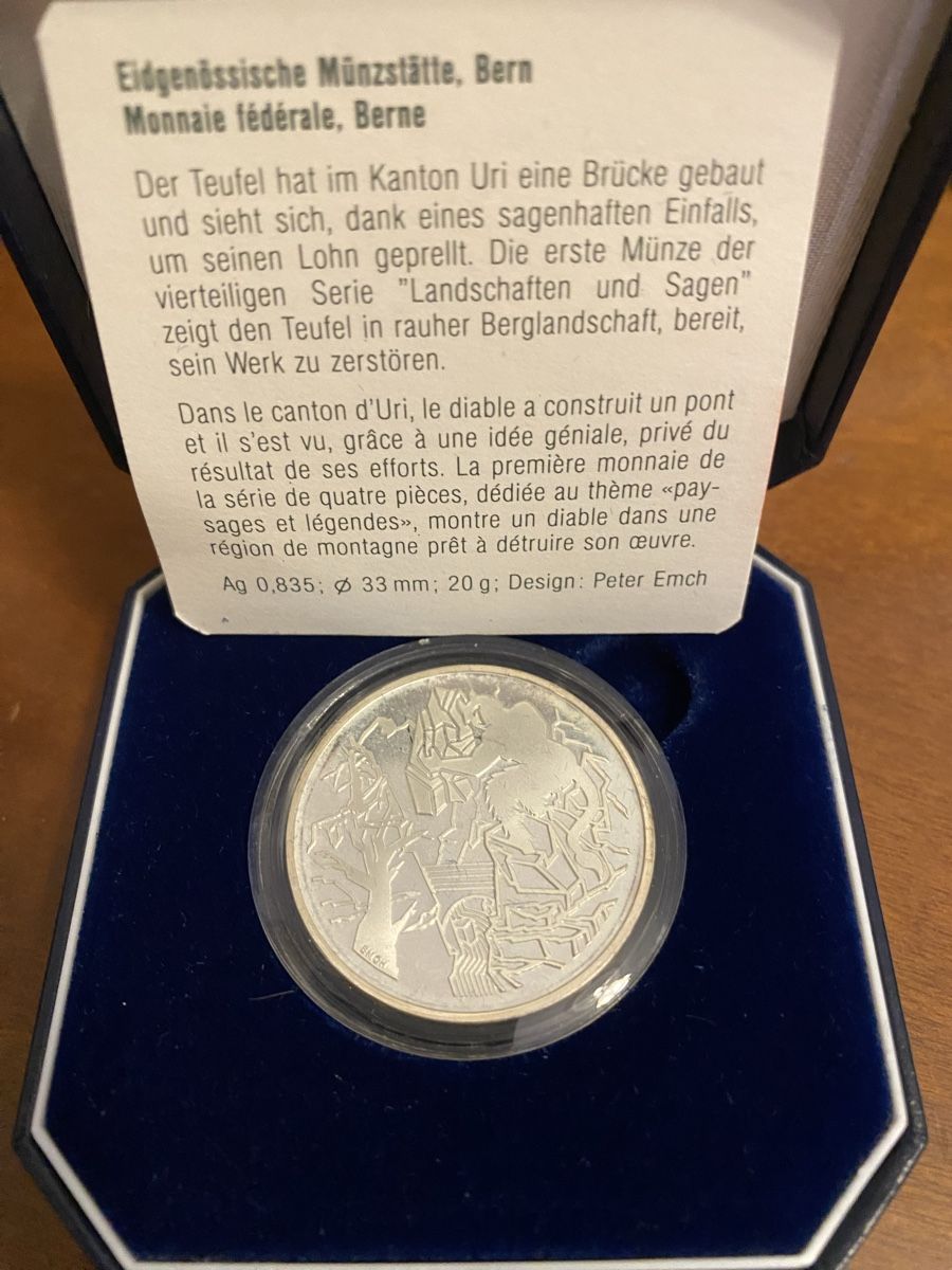 Tutti le monete: 20 francs 1994  – Nuovo e nell'imballaggio originale da Genève venduto da Mar7319 2