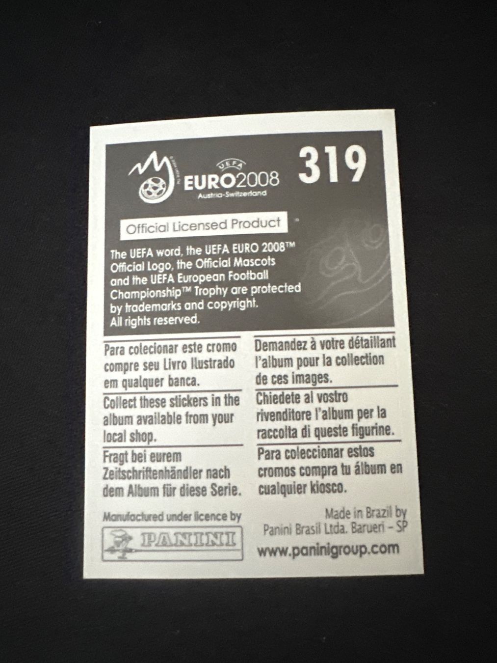 Panini Carte collezionabili: Panini UEFA EM 2008 Sticker - Nr. 319 – Usato da Sulz AG venduto da DealWerk 1
