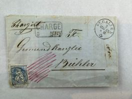 Antiker Faltbrief von 1865, an Gemeindekanzlei Bühler AR