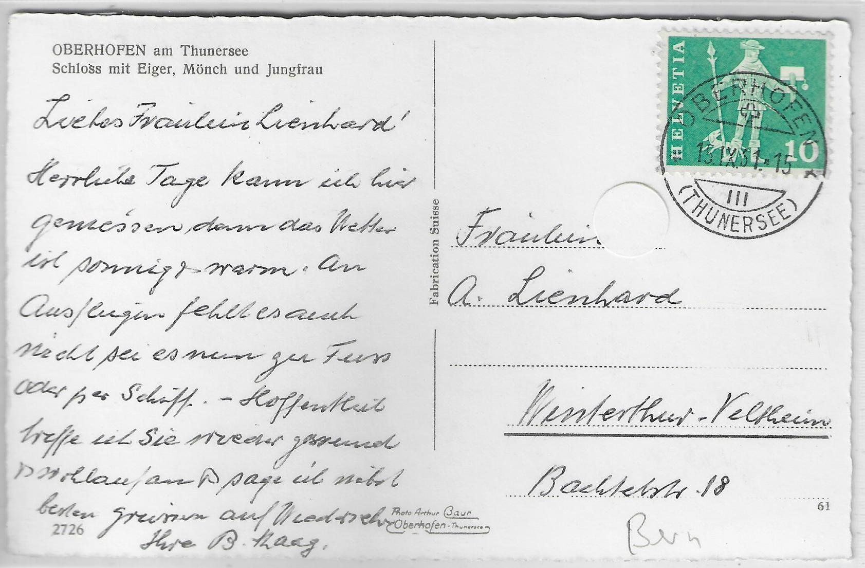 Cartoline postali: Oberhofen am Thunersee - Schloss mit Eiger – Usato da Ettingen venduto da Kartenplanet 1