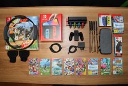Nintendo Switch OLED Bundle + 9 Games + Zubehör, Top!