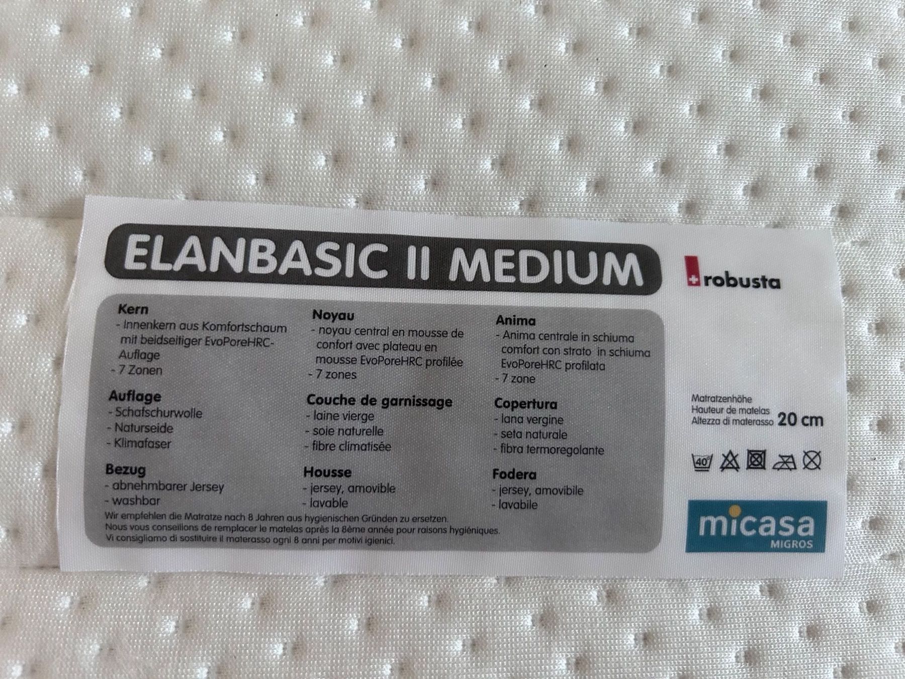 Materassi: Matratze 160x200, Micasa Elan Basic II Medium – Usato da St. Gallen venduto da jan_hx2p 2
