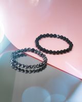 Onyx und Schneeflocke Obsidian Armband Set