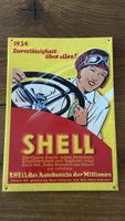 Shell Blechschild 1934 Zuverlaessigkeit ueber alles