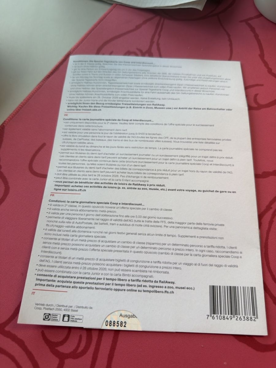 Biglietti: Coop SBB Special Day Pass 2nd Class – Nuovo e nell'imballaggio originale da Regensdorf venduto da Let-me-win-please 1