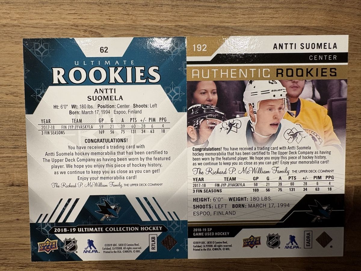 NHL Carte collezionabili: 2 x Game Jersey Card Antti Suomela – Nuovo (secondo la descrizione) da Uttigen venduto da Brainbug 1