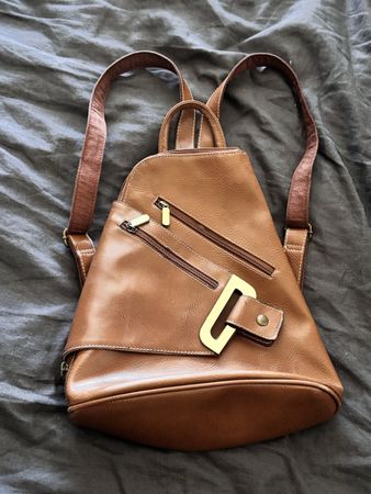 David Jones Backpack Brown Leather Convertible Used