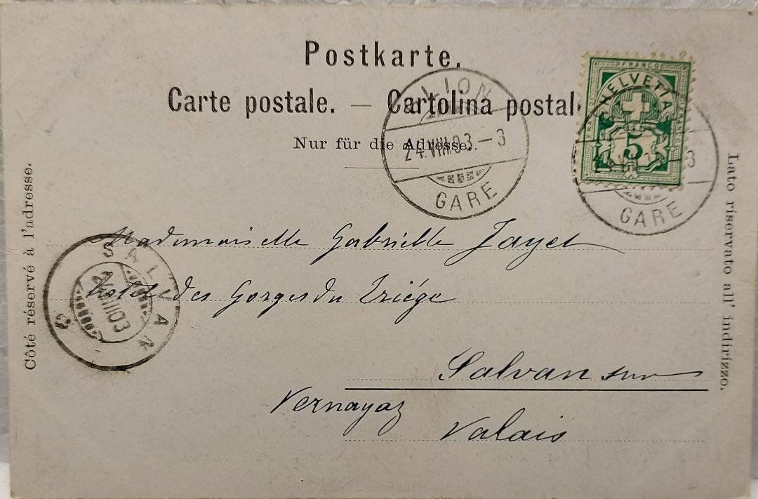 Cartoline postali: ROCHERS-de-NAYE  -  Gare Terminus  -   1903 – Usato da Delémont venduto da Domdom1 1